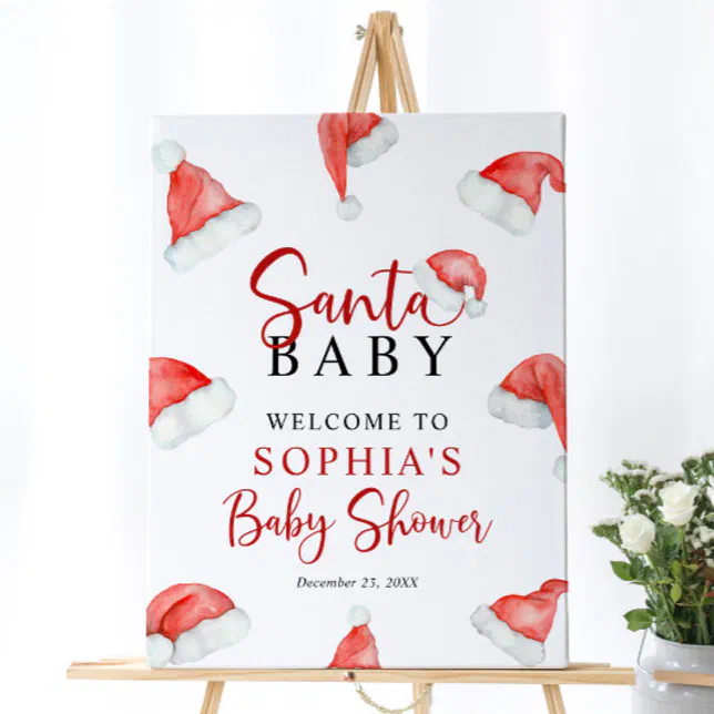 Santa Baby Christmas Baby Shower Welcome Sign | Zazzle