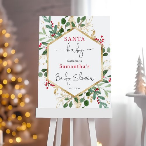 Santa Baby Christmas baby shower welcome sign