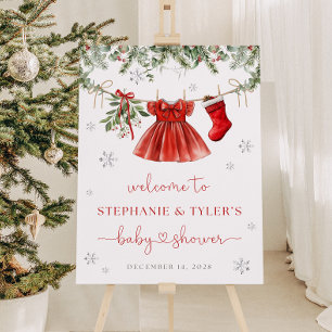 Santa Baby Christmas Baby Shower Welcome Sign