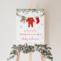 Santa Baby Christmas Baby Shower Welcome Sign