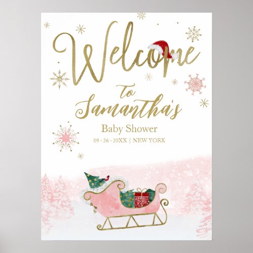 Santa Baby Christmas Baby Shower Welcome Sign