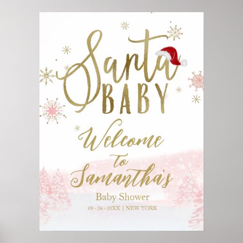 Santa Baby Christmas Baby Shower Welcome Sign