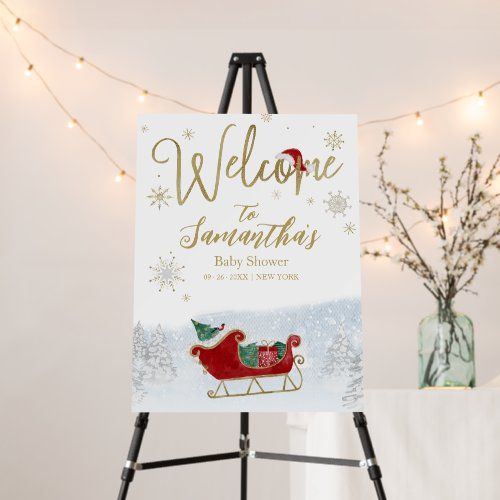 Santa Baby Christmas Baby Shower Welcome Sign