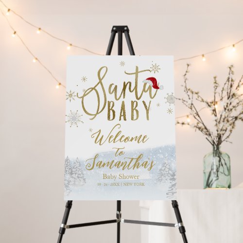 Santa Baby Christmas Baby Shower Welcome Sign