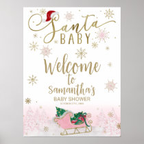 Santa Baby Christmas Baby Shower Welcome Sign