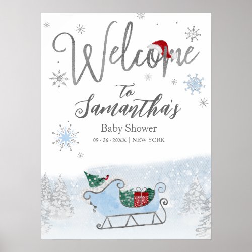 Santa Baby Christmas Baby Shower Welcome Sign
