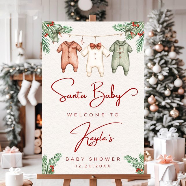 Santa Baby Christmas Baby Shower Welcome Sign Cust (Creator Uploaded)