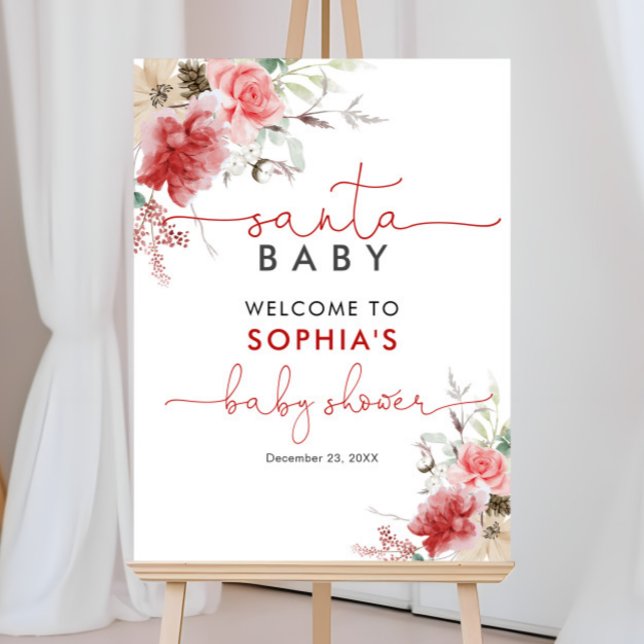 Santa Baby Christmas Baby Shower Welcome Sign V2 (Creator Uploaded)