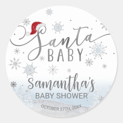 Santa Baby Christmas Boy Baby Shower Classic Round Sticker