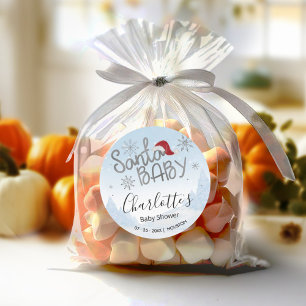 Santa Baby Christmas Boy Baby Shower Classic Round Sticker