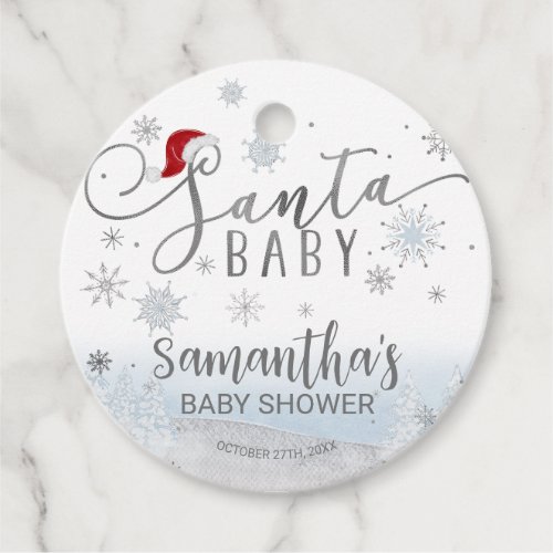 Santa Baby Christmas Boy Baby Shower Favor Tags