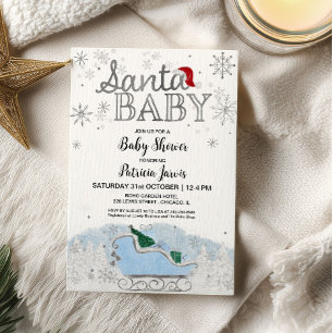 Santa Baby Christmas Boy Baby Shower Invitation