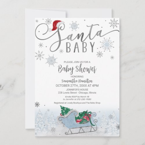 Santa Baby Christmas Boy Baby Shower Invitation