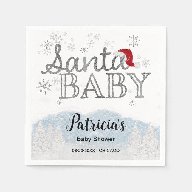 Santa Baby Christmas Boy Baby Shower Napkins (Front)