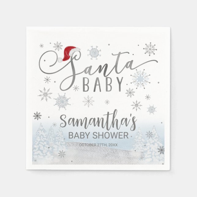 Santa Baby Christmas Boy Baby Shower Napkins (Front)
