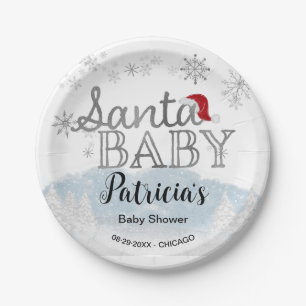 Santa Baby Christmas Boy Baby Shower Paper Plates