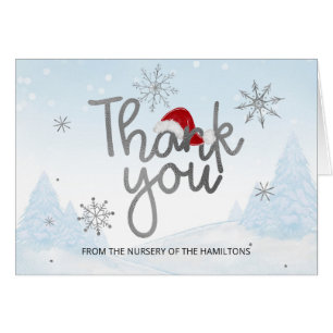 Santa Baby Christmas Boy Baby Shower Thank You Cards