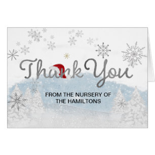 Santa Baby Christmas Boy Baby Shower Thank You Cards