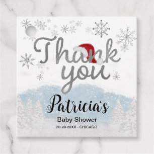 Santa Baby Christmas Boy Baby Shower Thank You Favor Tags