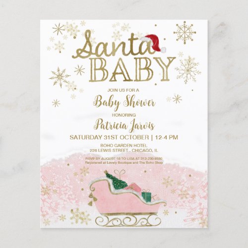 Santa Baby Christmas Budget Baby Shower Invitation