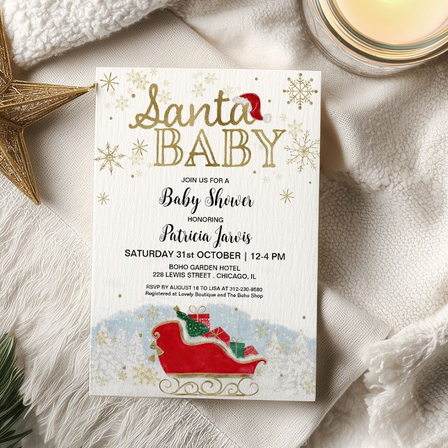 Santa Baby Christmas Budget Baby Shower Invitation (Creator Uploaded)