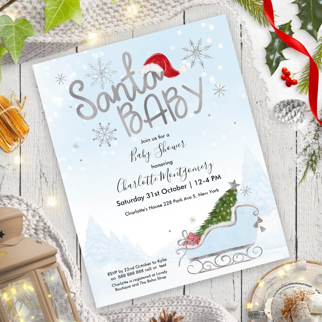 Santa Baby Christmas Budget Baby Shower Invitation (Creator Uploaded)