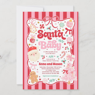 Santa Baby Christmas Coquette Bow Baby Shower Invitation