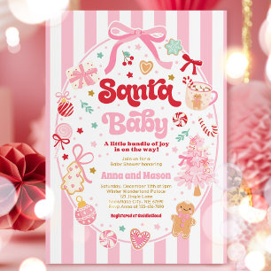 Santa Baby Christmas Coquette Bow Baby Shower Invitation