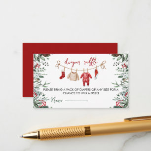 Santa Baby Christmas Diaper Raffle Baby Shower Enclosure Card
