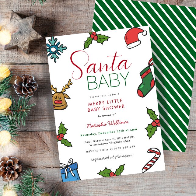 Santa Baby Christmas Gender Neutral Baby Shower  Invitation (Creator Uploaded)