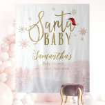 Santa Baby Christmas Girl Baby Shower Backdrop<br><div class="desc">Adorable calligraphy with snowflakes,  winter-themed baby shower invitations. Easy to personalize with your details. Check the collection to find matching items as enclosure cards.</div>