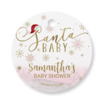Santa Baby Christmas Girl Baby Shower Favor Tags