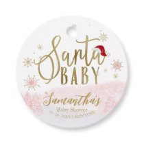 Santa Baby Christmas Girl Baby Shower Favor Tags