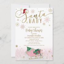 Santa Baby Christmas Girl Baby Shower Invitation