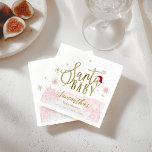 Santa Baby Christmas Girl Baby Shower Napkins<br><div class="desc">Adorable calligraphy with snowflakes,  winter-themed baby shower invitations. Easy to personalize with your details. Check the collection to find matching items as enclosure cards.</div>