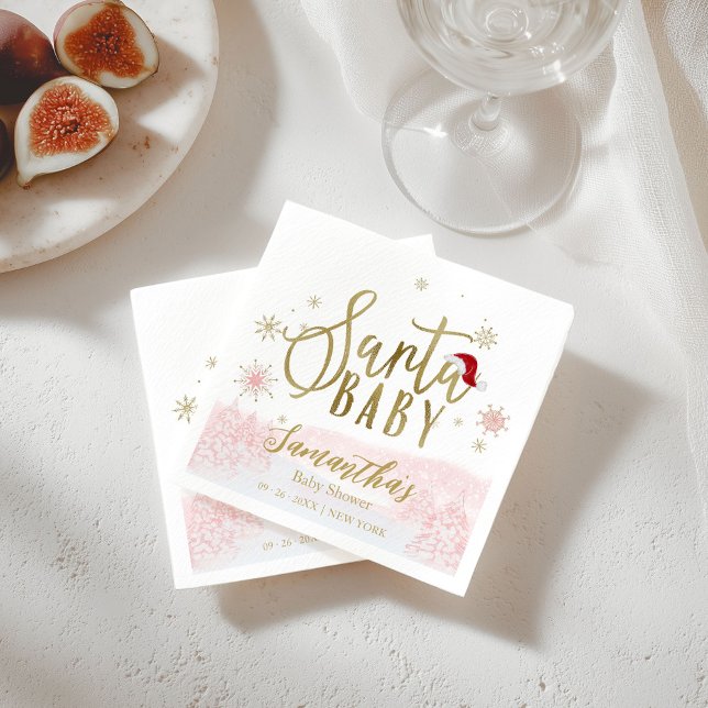Santa Baby Christmas Girl Baby Shower Napkins (Creator Uploaded)