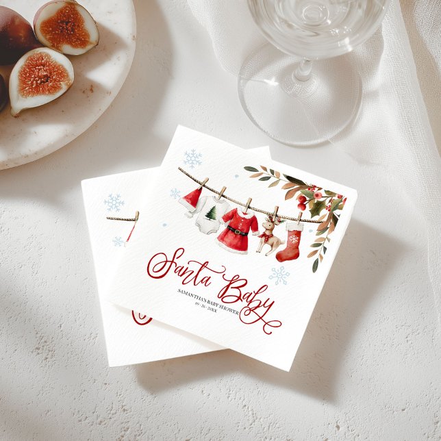 Santa Baby Christmas Girl Baby Shower Napkins (Creator Uploaded)
