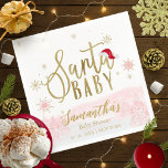Santa Baby Christmas Girl Baby Shower Napkins<br><div class="desc">Adorable calligraphy with snowflakes,  winter-themed baby shower invitations. Easy to personalize with your details. Check the collection to find matching items as enclosure cards.</div>
