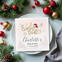 Santa Baby Christmas Girl Baby Shower Napkins