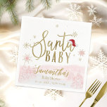 Santa Baby Christmas Girl Baby Shower Napkins<br><div class="desc">Adorable calligraphy with snowflakes,  winter-themed baby shower invitations. Easy to personalize with your details. Check the collection to find matching items as enclosure cards.</div>