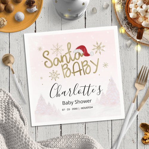 Santa Baby Christmas Girl Baby Shower Napkins