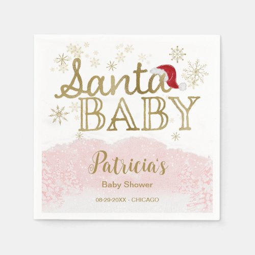 Santa Baby Christmas Girl Baby Shower Napkins