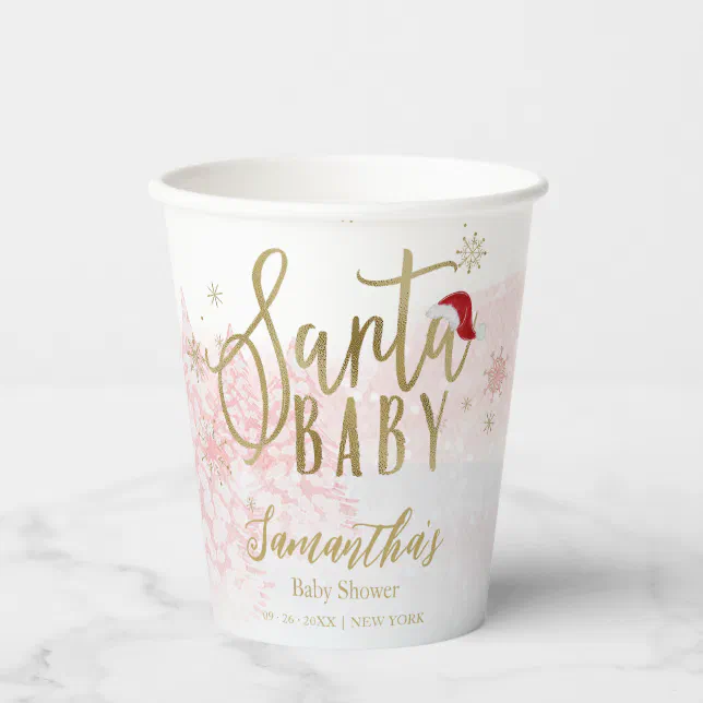Santa Baby Christmas Girl Baby Shower Paper Cups | Zazzle