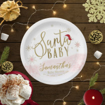 Santa Baby Christmas Girl Baby Shower Paper Plates