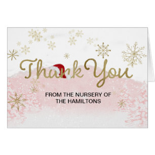Santa Baby Christmas Girl Baby Shower Thank You Cards