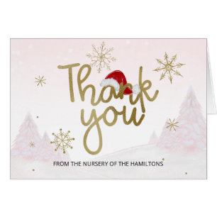 Santa Baby Christmas Girl Baby Shower Thank You Cards