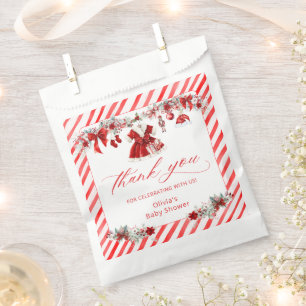 Santa Baby Christmas Girl Baby Shower Thank You Favor Bag
