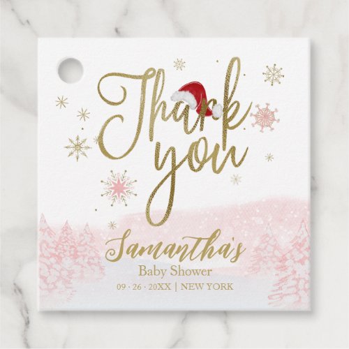 Santa Baby Christmas Girl Baby Shower Thank You Favor Tags