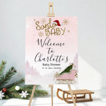 Santa Baby Christmas Girl Baby Shower Welcome Sign