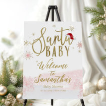 Santa Baby Christmas Girl Baby Shower Welcome Sign